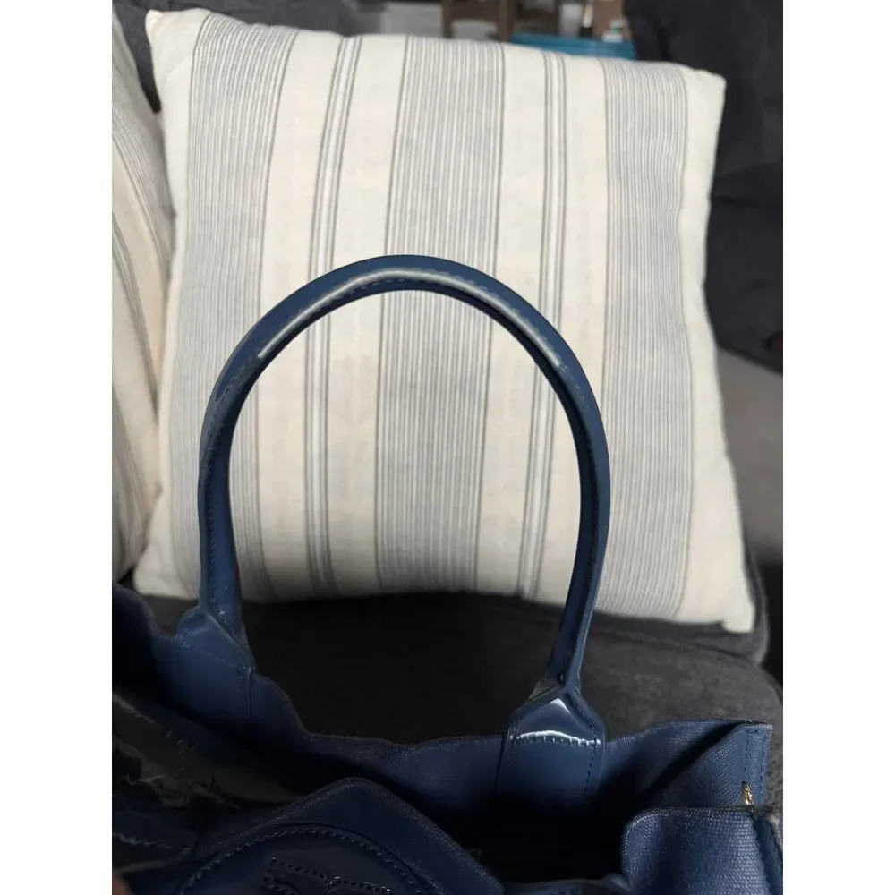 Tory Burch Ella Patent Leather Small Nylon Tote Blue